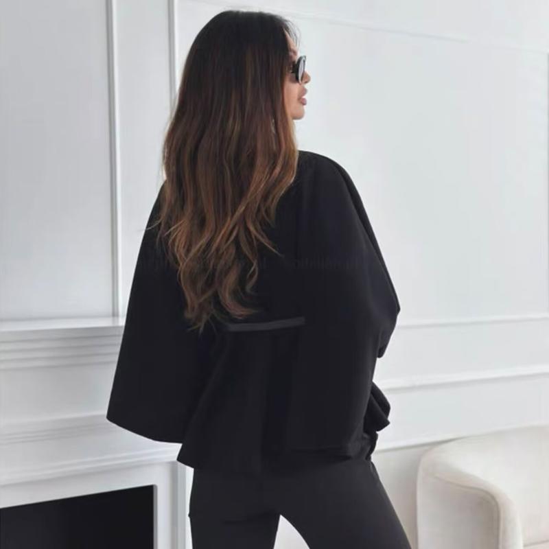 Belt Poncho Capes Women Black Cloaks Winter Coats Woman Bat Sleeve Cape Coats Fashion Women's Cape Jacket