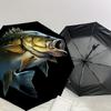 1PC Fish Print Automatic Open/Close Umbrella with Windproof, 8-Rib Sturdy Canopy, Durable Ribs, Fashionable Design, Outdoor Accessory, Fun Prin, Holid