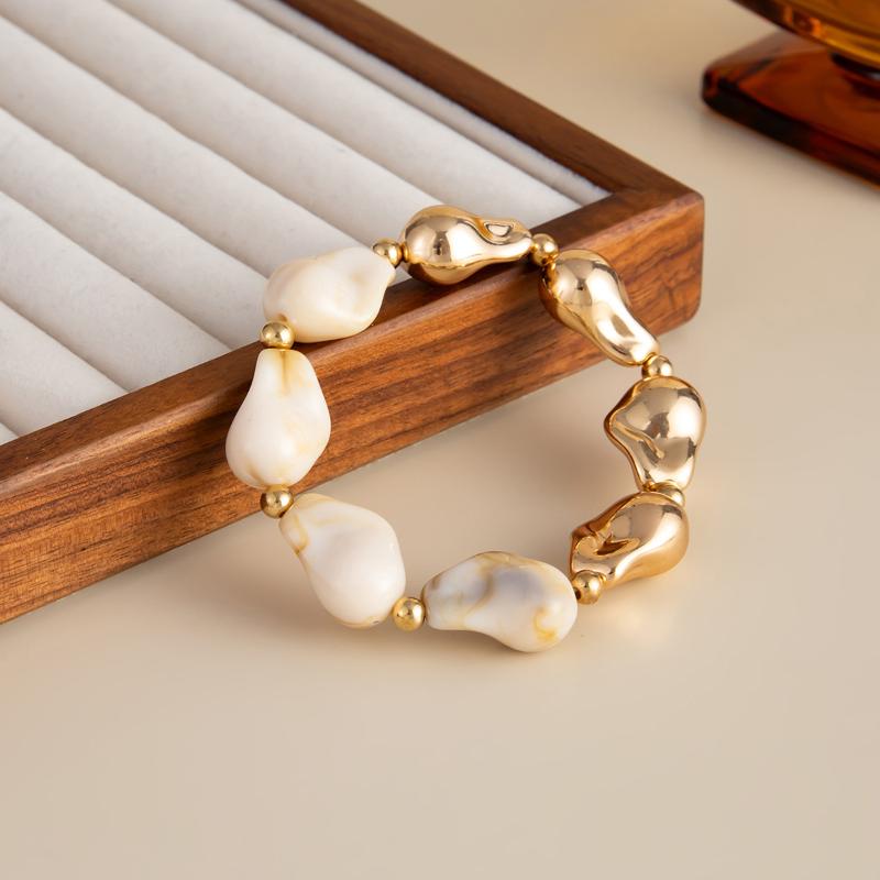 Simple Baroque Irregular Resin Bracelet Bohemian Colorful Beads Bracelet Splicing Bangle Daily Charm Jewelry Accessories Gifts