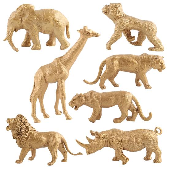 7/Set Simulation Ornaments Golden Color Tiger Lion Leopard Ornaments Learning Education