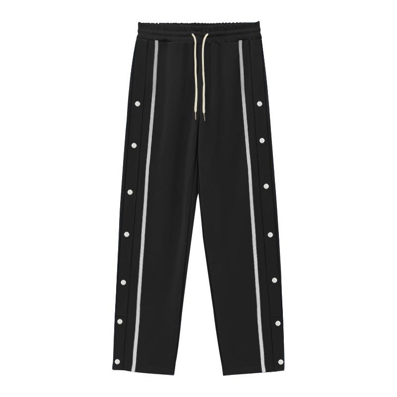Men's Loose Fit Straight Button Athletic Pants Solid Color Long Pants Casual Pants