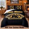 Boston Bruins Pattern Bedding 3Pcs Set Custom Name, Bed Sheet And Pillowcases For Home Bedroom