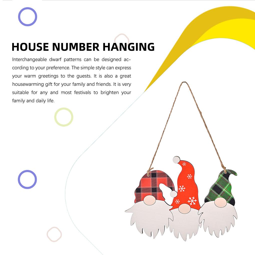 Christmas Gnome Hanging Decoration Doorplate Indoor Outdoor Scene Layout Wall Window Wood Craft Sign Pendant Holiday Pendant