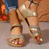 Summer Cross Glitter Open Toe Flat Beach Sandals