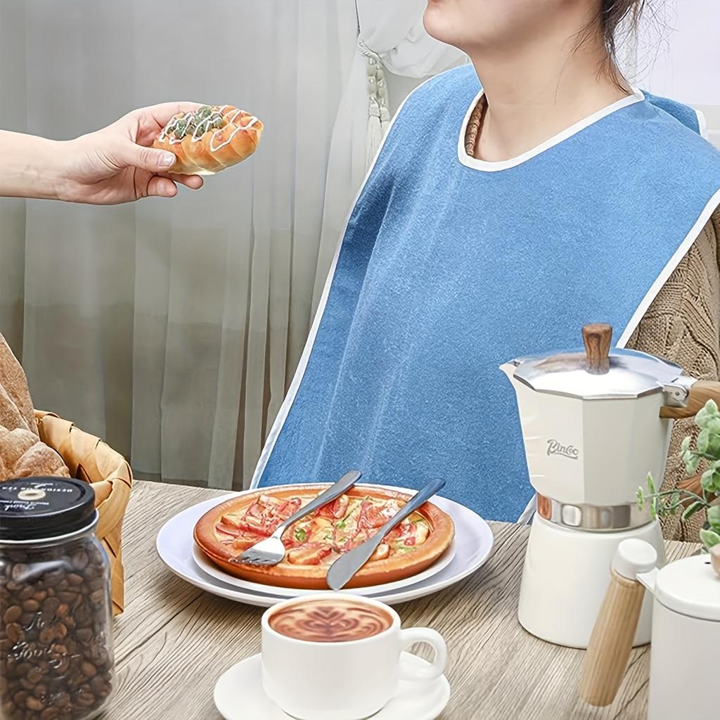 1 Stück hellblaue Erwachsenen-Lätzchen - Verstellbar & maschinenwaschbar - Hochwertige Lätzchenschürzen mit Klettverschluss, Langlebig für Pflegeheime