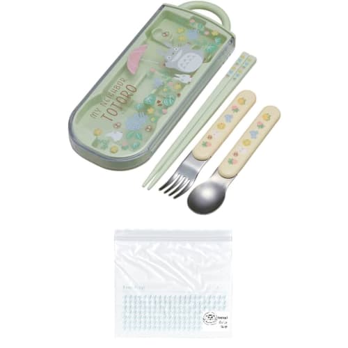 Studio Ghibli My Neighbor Totoro Trio Set (Chopsticks, Spoon, Fork, Bento Box, Chopstick Case, Slide-Out Type, Made In Japan, Dishwasher Safe, Antibac