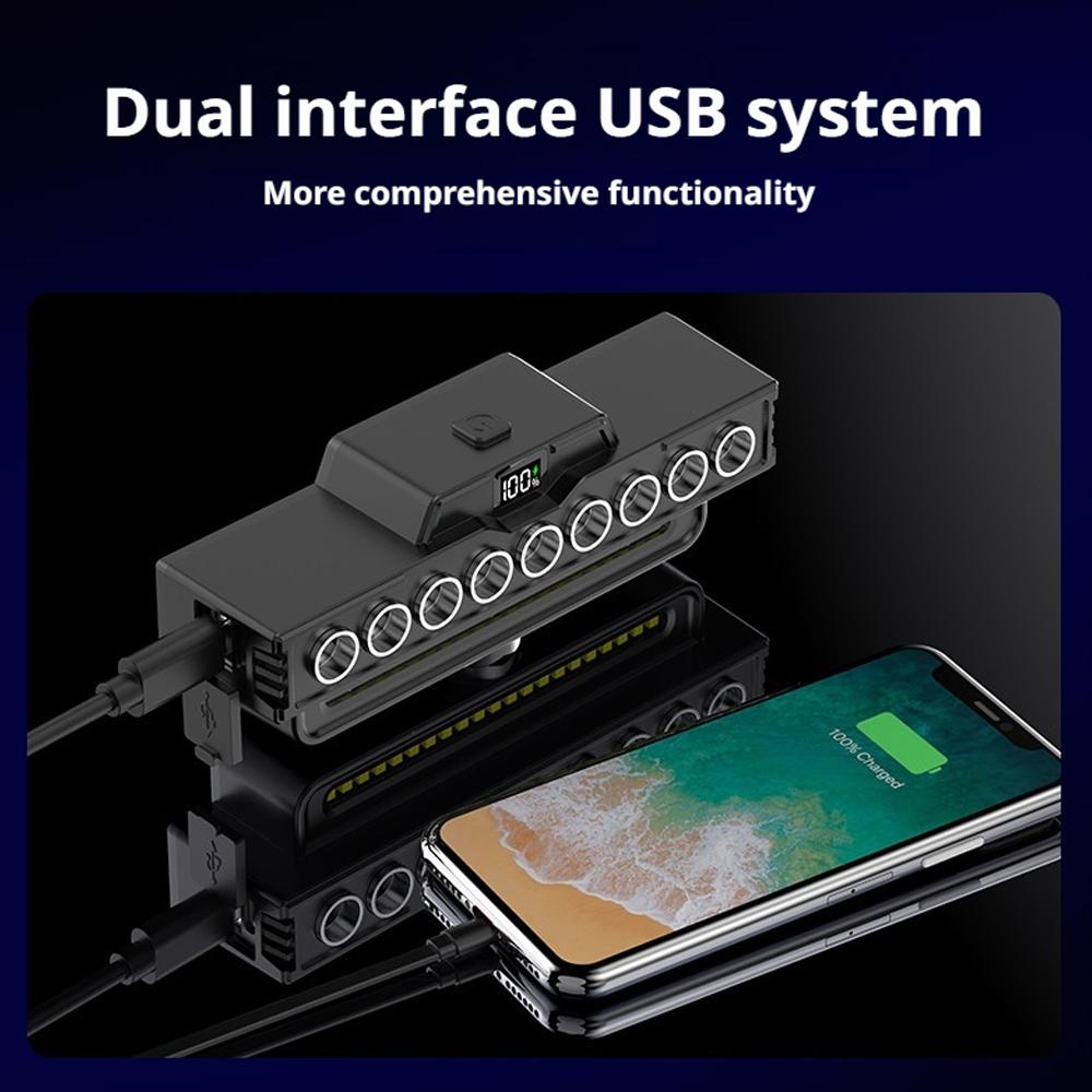 USB Rechargeable LED Bike Headlight High Lumens Front Lamp with Power Display Cycling Safety Light for Mountain Road Bicycle