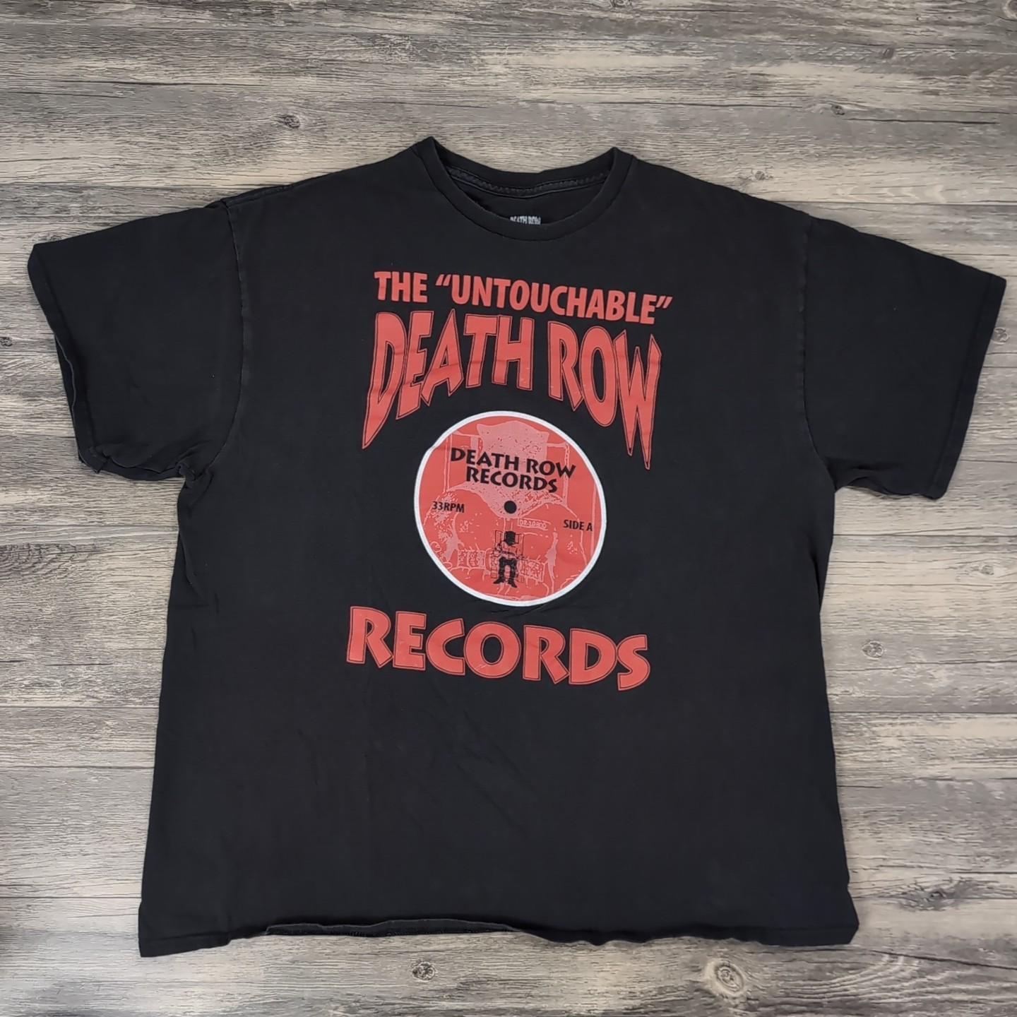 Death Row Records T-Shirt Mens XL Black Red Graphic Tee Hip Hop Gangsta Rap Unisex T-Shirt S