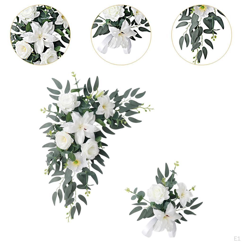 2 Pieces Wedding Arch Flowers Artificial Floral Swags Gifts Versatile Rustic Flower Arrangement