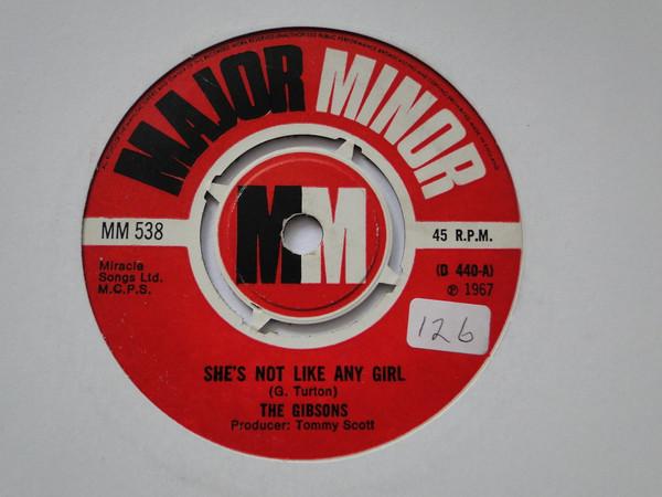 

7inch Record GIBSONS - She s Not like Any Girl MM538 Major Minor 1967 UK Rock Used