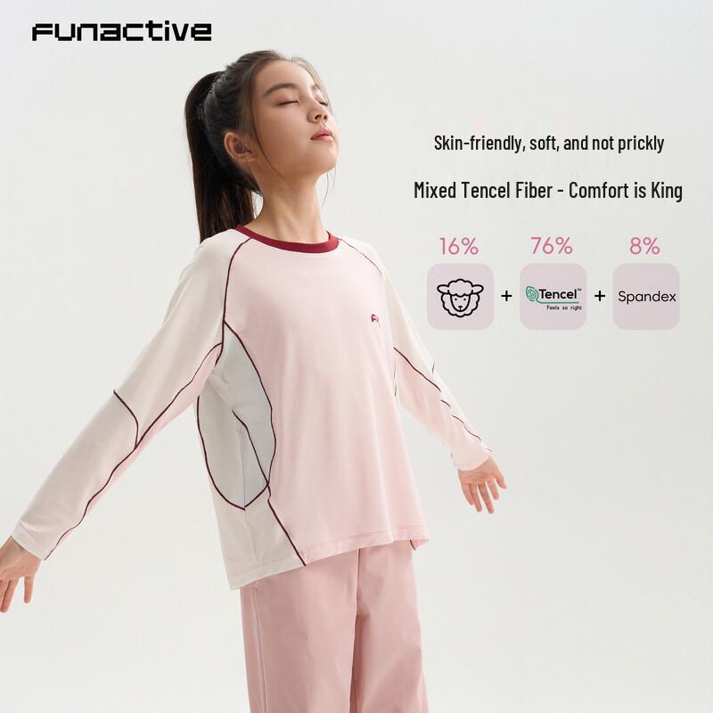 FUN ACTIVE Girls' Merino Wool Long Sleeve Quick-Dry T-Shirt
