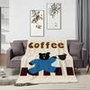 Cartoon C-Creative coffee illustration Throw Lightweight 240g Flannel Blanket Soft Skin-friendly for Summer Cooling