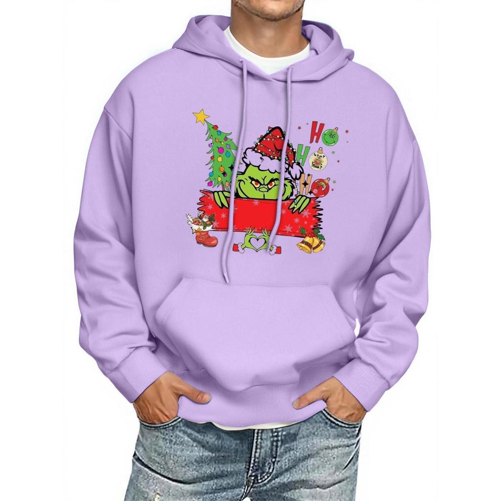 Men's Print Hooded Sweatshirt Long-Sleeve Casual Pullover Hoodie Hooded Sweatshirt