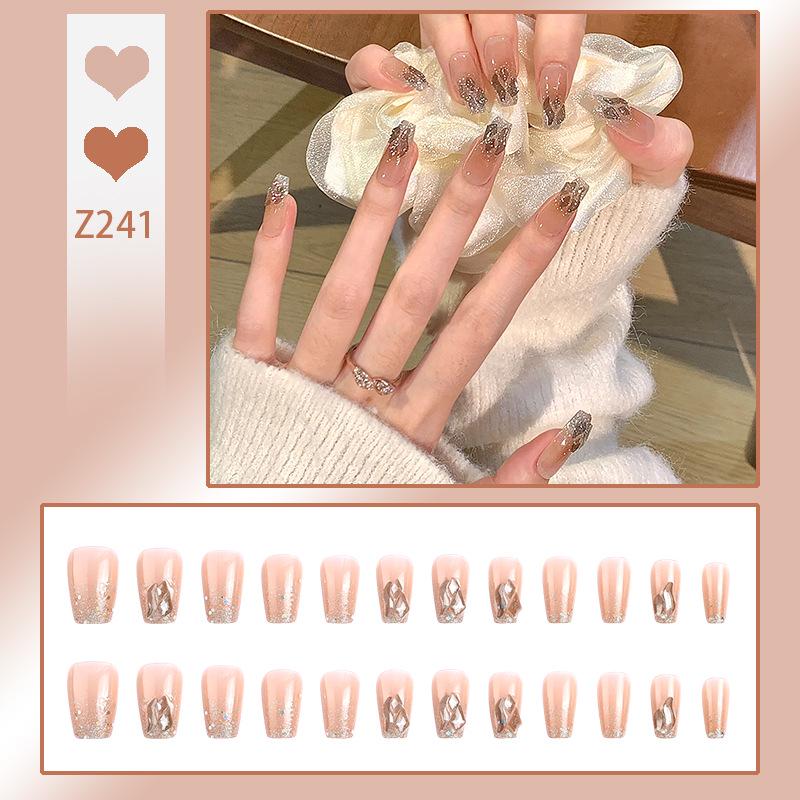 Luxurious Transparent Blush Bubble Rose Press-On Nail Set with Wearable Stickers