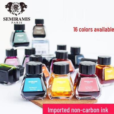 Tinta Semiramis Lionmel Importada Colorida Não-Carbonatada para Caneta de Tinteiro (30 ml) com Caneta de Vidro