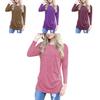 Fashion Women Long Sleeve Casual Blouse Stylish Tunic With Brown Button Accents