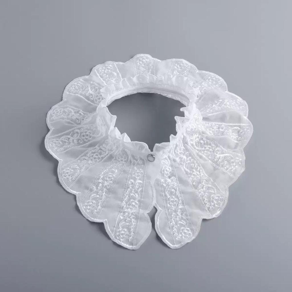 Women White Embroidered Fake Collar Elegant and Fashionable Shirt Versatile Decoration Stand Collar Detachable False Collar