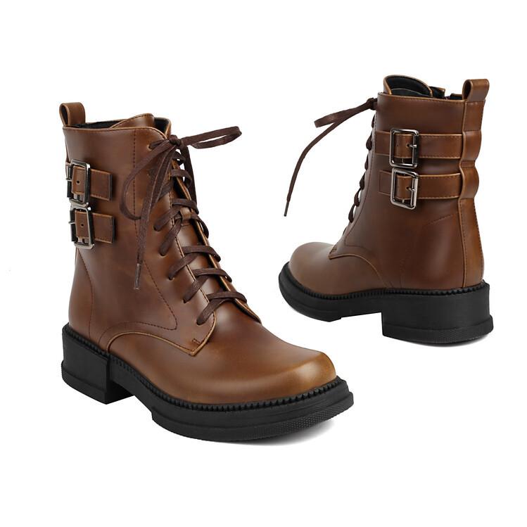 Spring and Autumn Low Heel Short Boots Women's  40-43 Women's Boots Strap Martin Boots