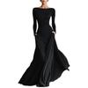 European and American 2025 Autumn-Winter New Collection: Elegant Women's Solid Color Wrap Dress with Boat Neck and Waist-Cinching Slim Fit.