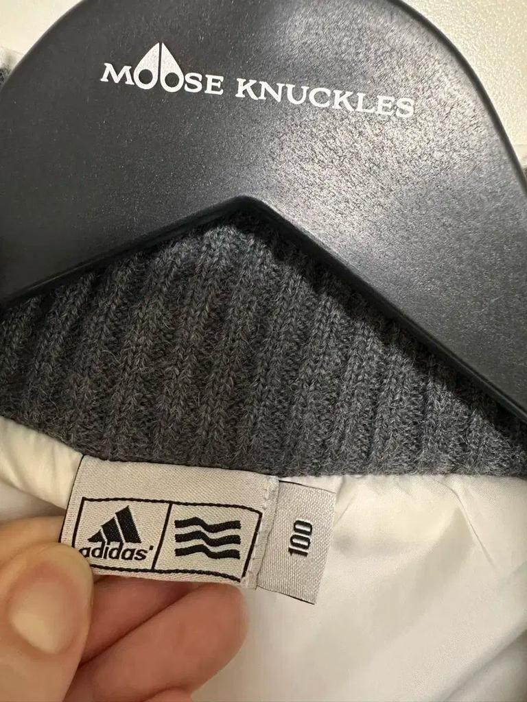 [USED] adidas Down Jacket with Knit Sweater, Sleeves, Size 100