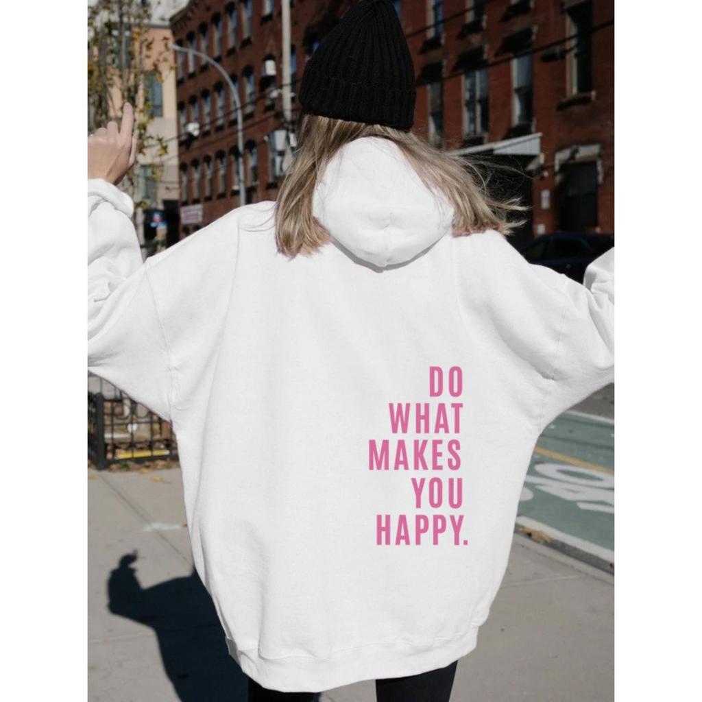 Sweat à capuche pour femme à manches longues, coupe ample, avec motif lettre graphique, pull décontracté