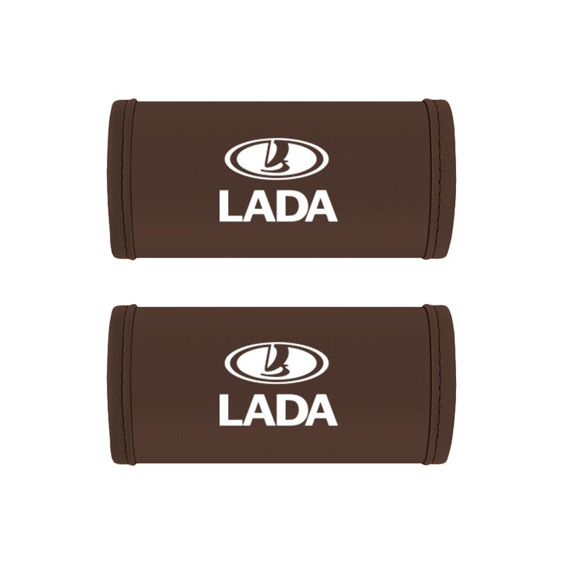 AVY1 2Pcs Car Anti Slip Pull Glove Car Interior Leather Handle Protector Cover For Lada Priora Niva 2107 Largus 2106 Granta Kalina