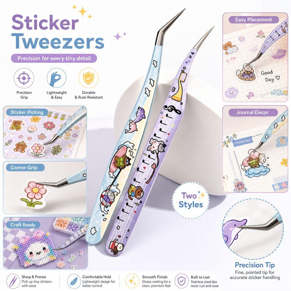 High Precision Precision Tweezers Stainless Steel False Eyelash Tweezers Sticker Application