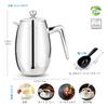 Easyworkz NAND French 304 Stainless 700ml Coffee Tea Maker Press, Double-Walled Insulated, Steel, &