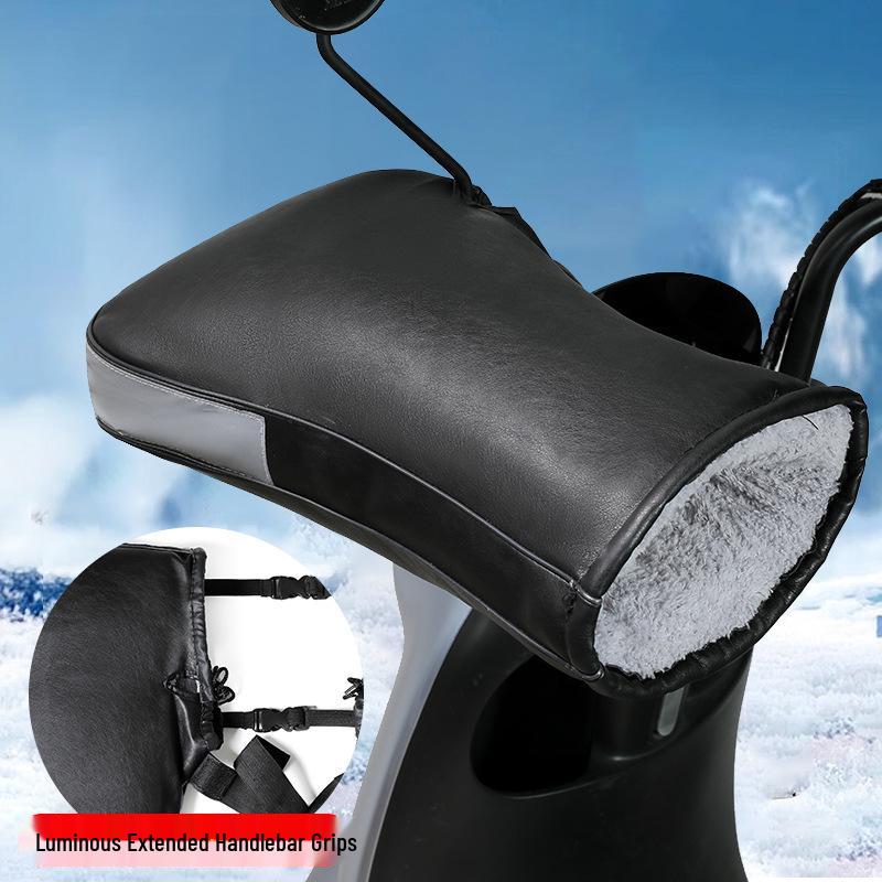 Winter Warm Waterproof Electric Vehicle Handlebar Cover Gloves - Cold-Proof, Windproof, Thickened Handguards for Motorcycles and Tricycles