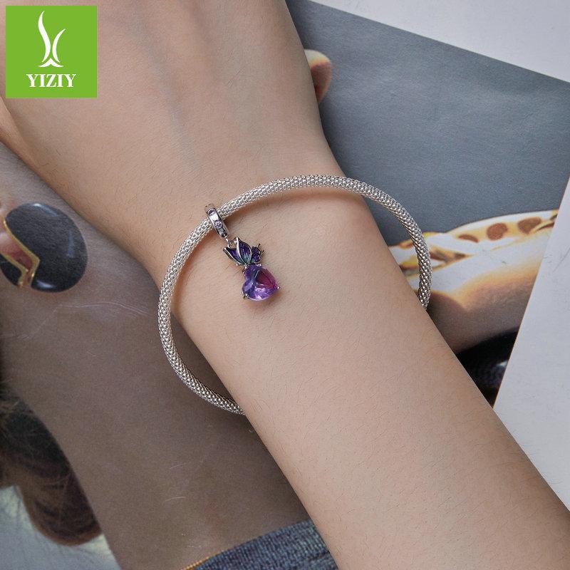 S925 Silver Gradient Purple Butterfly Pendant Bracelet