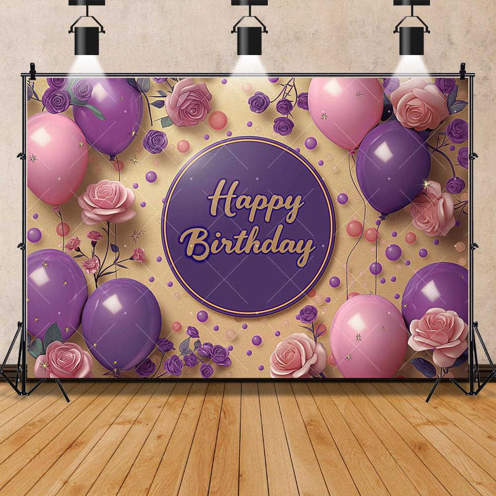 Purple Balloon Butterfly Backdrop Birthday Girls Princess Flower Newborn Babys Shower Party Photography Background Studio Custom