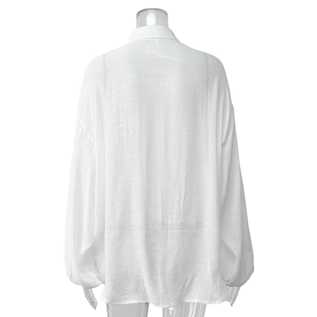 Minimalist Transparent Long-Sleeve Shirt: Casual Summer Drape for Sun Protection