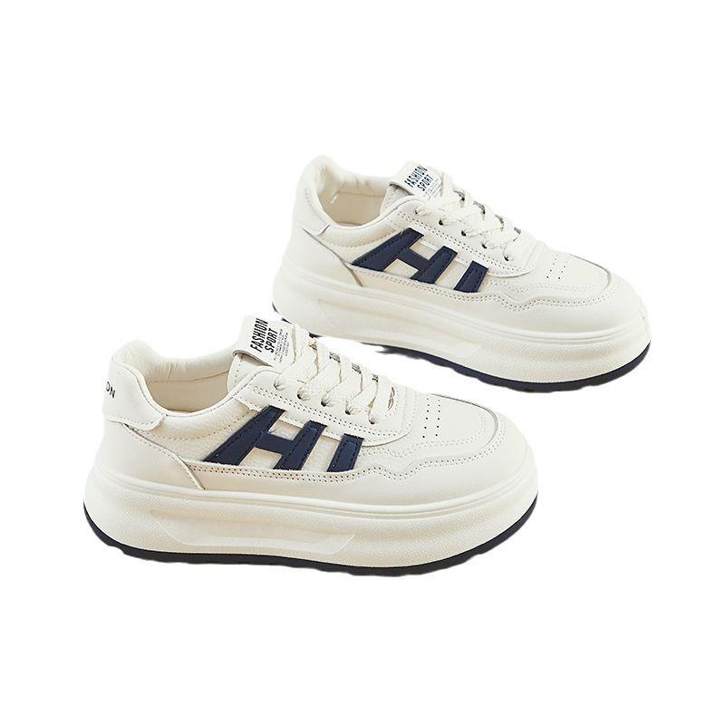 Thick-soled Muffin Little White Shoes Women's 2025 Autumn New Versatile Breathable Board Shoes Heightening Sports and Leisure Student Women's Shoes