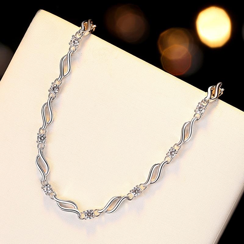 Brățară din argint S925 în stil coreean Brățară cu diamante pentru femei, bijuterii, cadou de Ziua Îndrăgostiților
