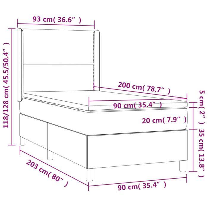 VidaXL Sommier à Lattes de Lit avec Matelas et LED, Lit Rembourré, Lit Simple, Lit Adulte de Chambre à Coucher Intérieur, 3139301