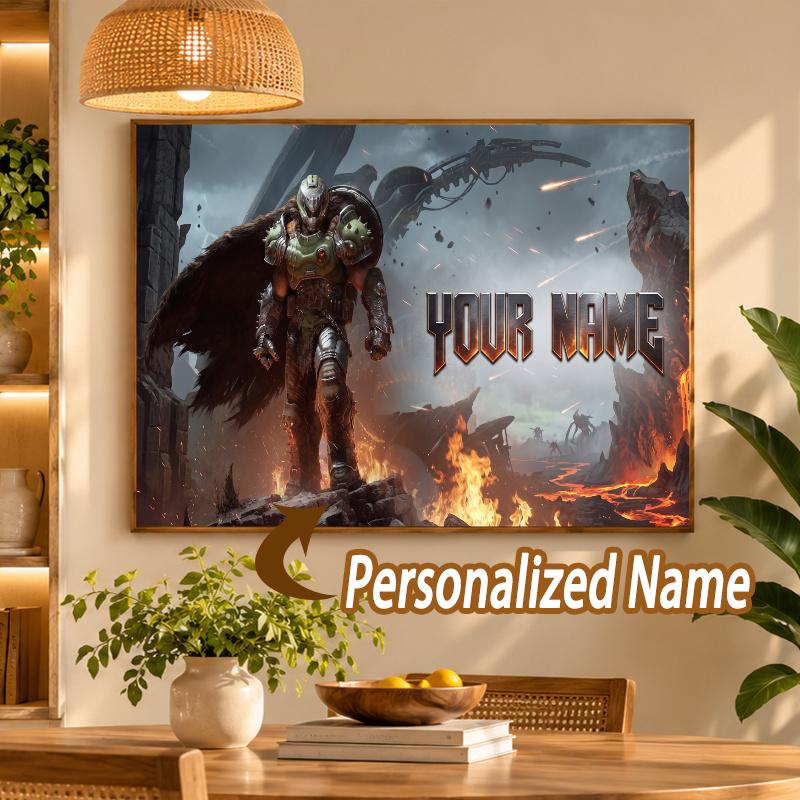 Custom Name DOOM Slayer 5D Diamond Painting Personalized Full Drill Diamond Art Kit Gift