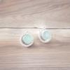 Aqua Chalcedony Gemstone 925 Sterling Silver Jewelry Handmade Stud Earrings0.62" EE-125-12