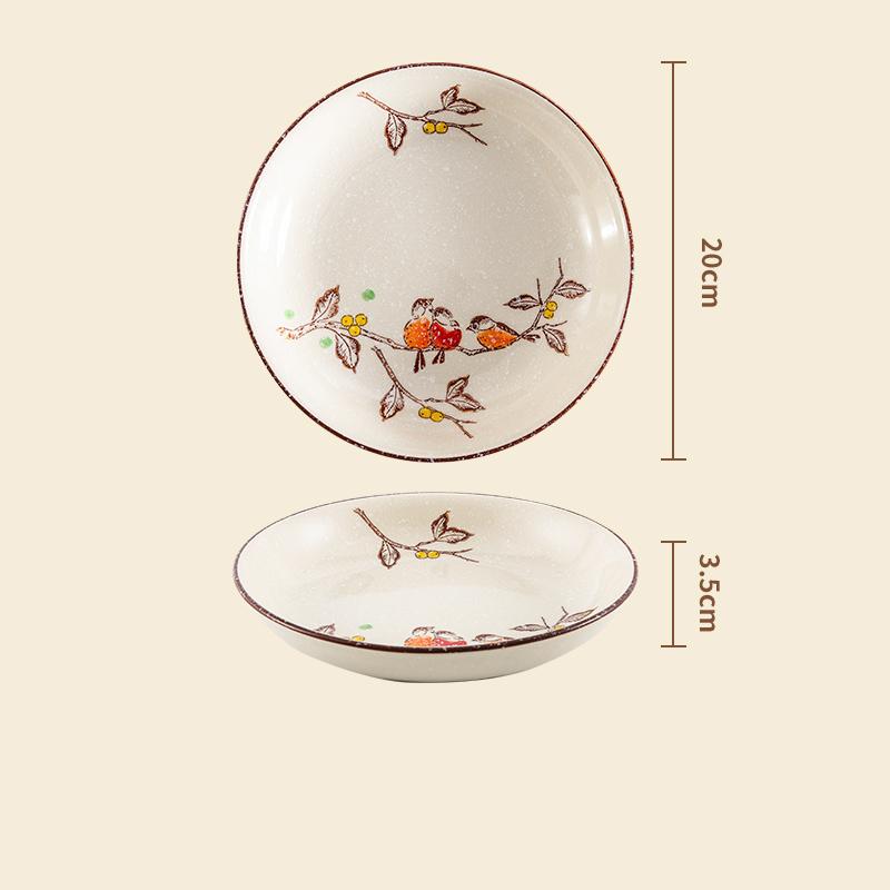 Modern stílusú kézzel festett kerámia tányér kreatív kör alakú gyümölcssalátás tányérok otthoni délutáni teázáshoz desszertes tányér retro étkészlet