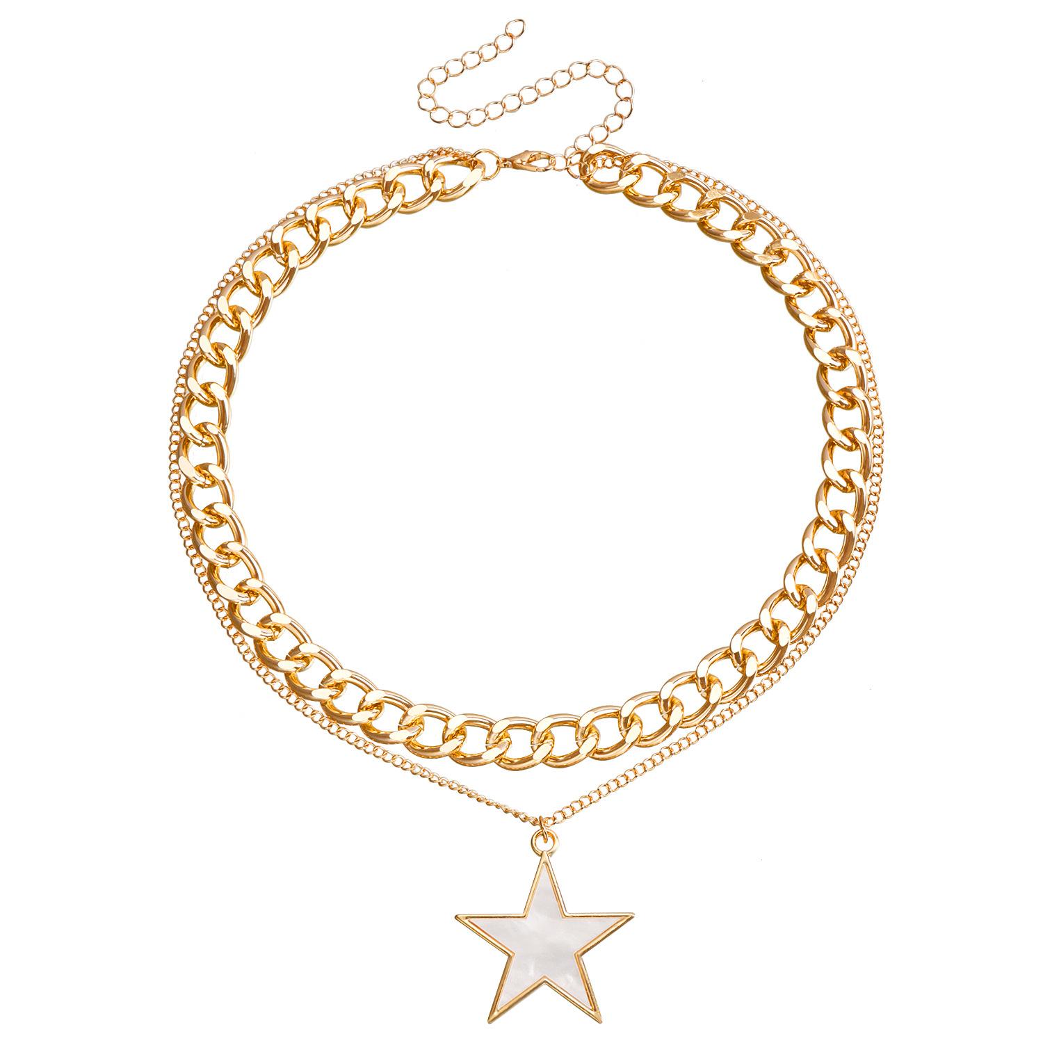 

Аксессуары, Двухслойное черное концентрическое колье-имитация перламутра, Темпераментное металлическое ожерелье из грубой алюминиевой цепи