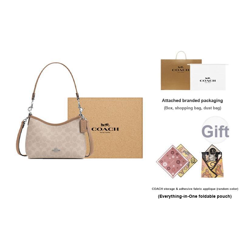 Coach Laurel 19 Coated Canvas Handbag Women Handbags Silver Beige CBH15-SVPWH