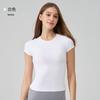 Summer Nude Round Neck Thin Yoga Clothes Top Tight Waist Outdoor Breathable High Elastic Fitness Sports Short Sleeves Women