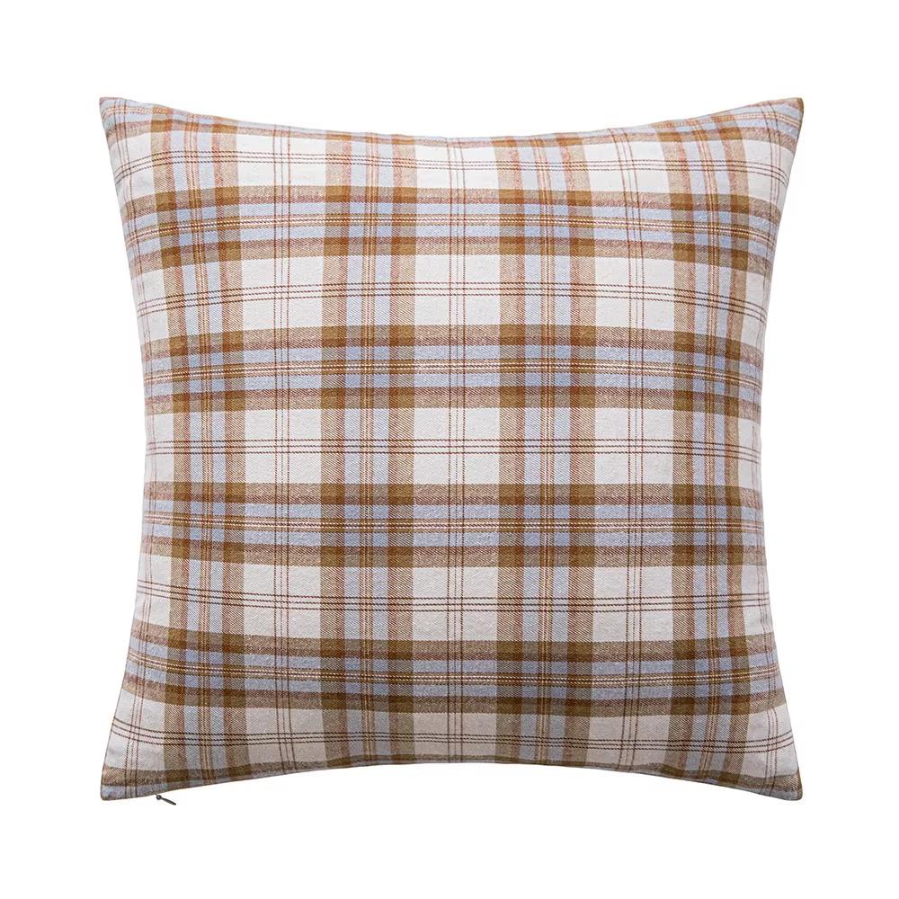 Classic Plaid Cushion Cover - Brown, Yellow & Rustic Red Throw Pillowcase with Zipper for Cozy Home Decor