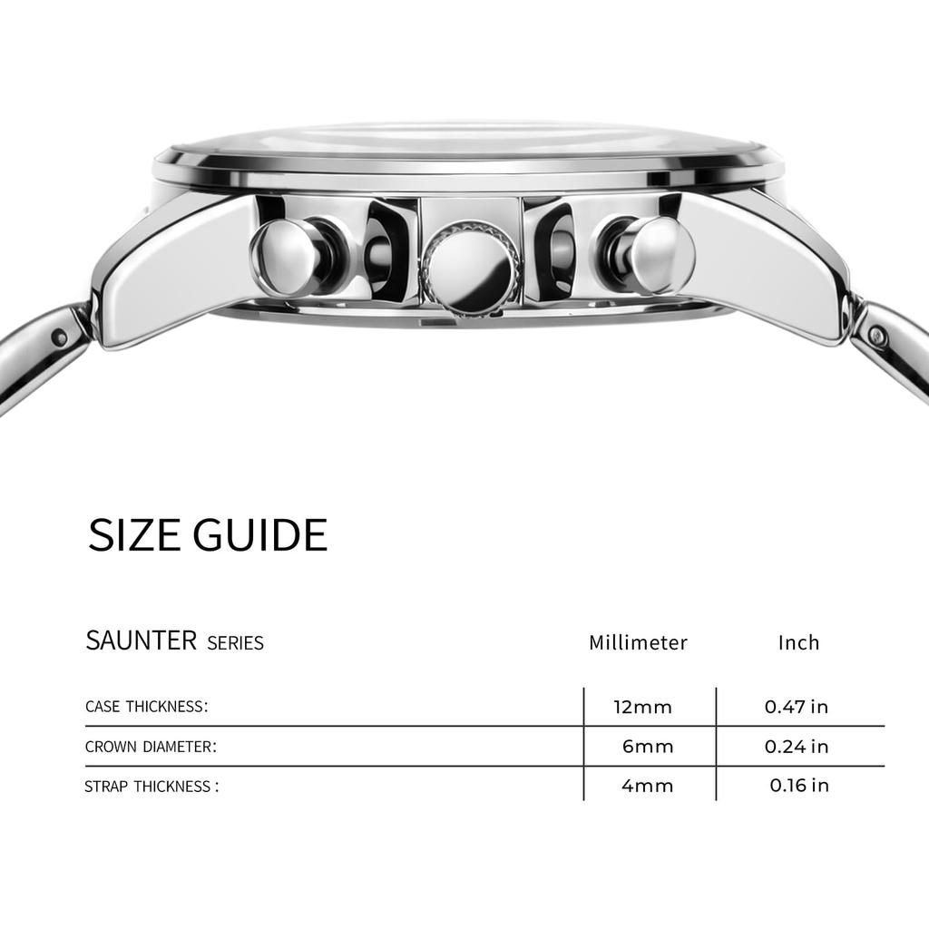 PINDOWS Stainless Chronograph Quartz Watch with Automatic Date Function Men's Watch, Fashionable, Minimalist, Business, Durable, Steel, Waterproof,
