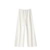 Damen Petite High-Waist Woll-Acetat Weite Hosen, Herbst/Winter Fall, Elastischer Bund, Neun-Punkt-Länge.