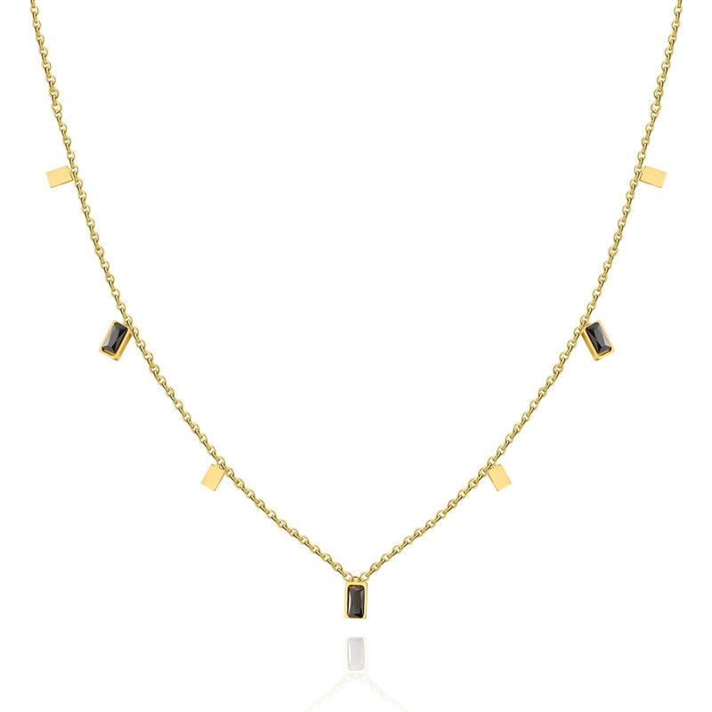 

Квадратное цветное циркониевое ожерелье из титановой стали с покрытием из настоящего золота, не выцветает, женская универсальная, высокочувствительная, из нержавеющей стали, изысканная цепочка на ключицу Plated with 14k real gold