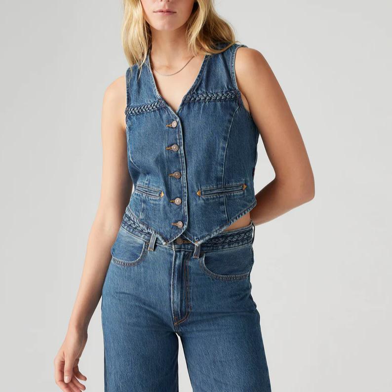 Levis Simple Comfortable Versatile Woven Vest Women Vests 001WQ-0000