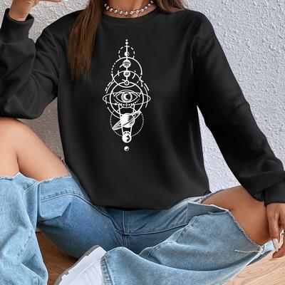 Damen Hoodie mit Print und Rundhalsausschnitt, Fleece gefüttert & Warm, Ideal zum Schichten im Winter