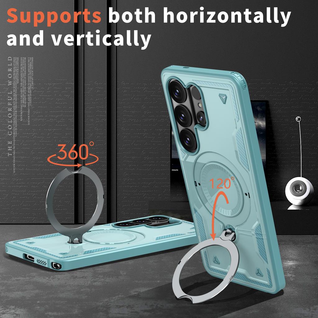 case for Samsung S26 S25 S24 S23 S22 ultra 360 degree rotating pivot magnetic bracket phone case Anti-Fingerprint Shock Proof