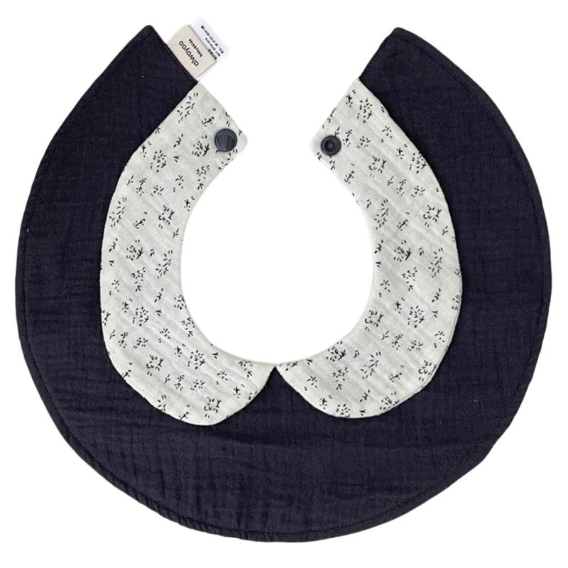 Baby Feeding Bib Drooling Apron Newborns Burp Cloths Strong Absorbent Toddler Bib with Collar Cotton Breathable Bib