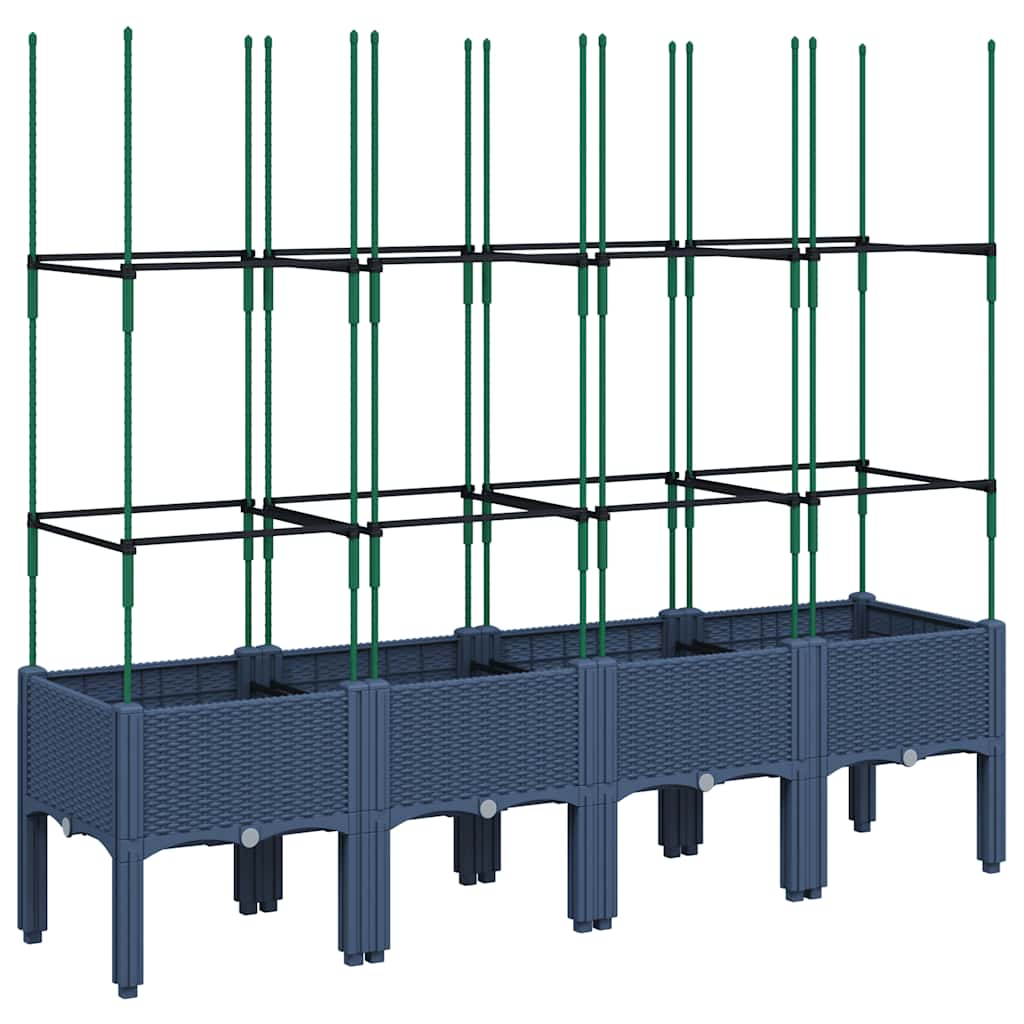 Planter with Trellis Blue Gray 160 X 40 X 142.5 Cm PP